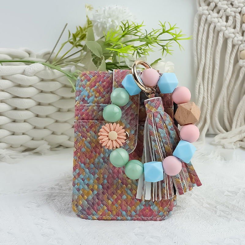 Wholesale Bohemian  Silicone Beaded Wrist Keychain